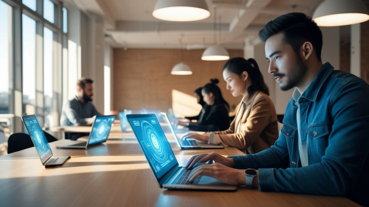 Profissional mantendo foco profundo no trabalho.